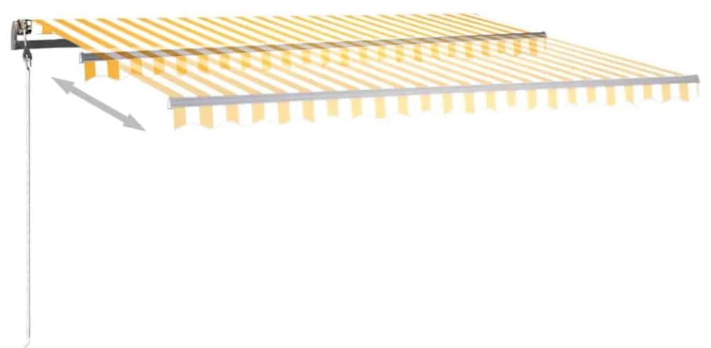 vidaXL Τέντα Συρόμενη Χειροκίνητη με LED Κίτρινο / Λευκό 400 x 350 εκ.