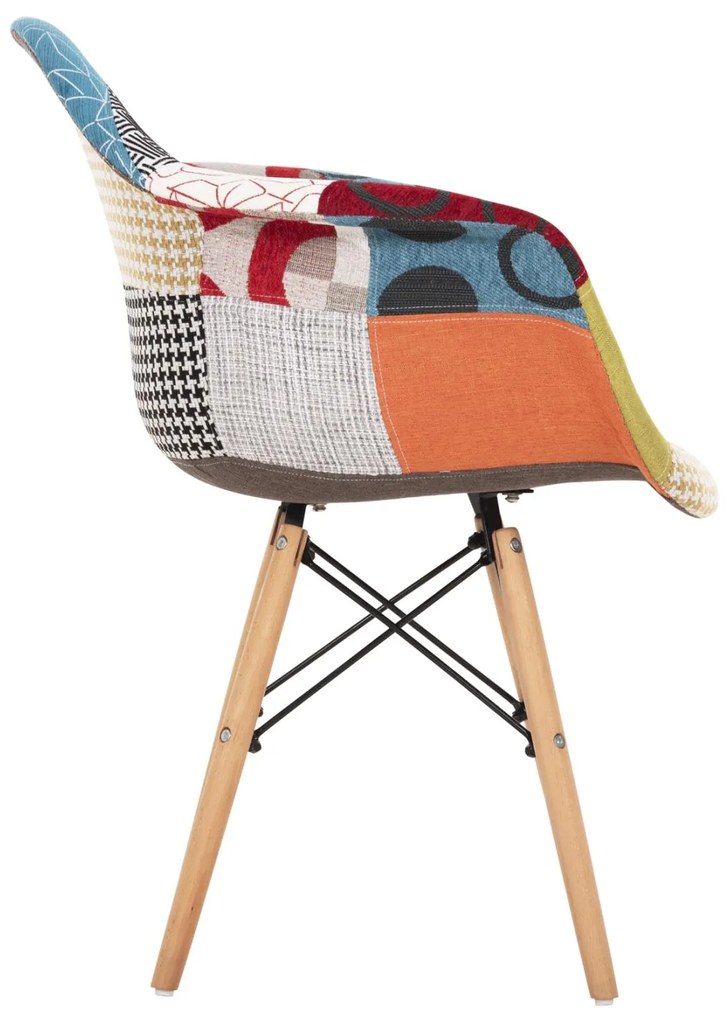 Καρέκλα MIRTO με Ξύλινα πόδια και Κάθισμα PATCHWORK 63x57x80 εκ. 4αδα 63x57x80 εκ.