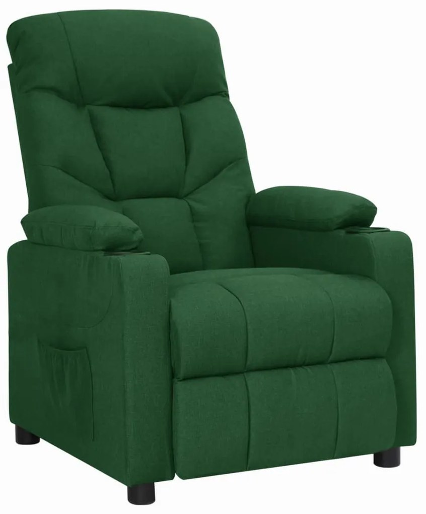 vidaXL Πολυθρόνα Ανακλινόμενη Σκούρο Πράσινο Υφασμάτινη