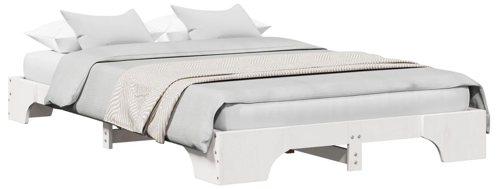 vidaXL Κρεβάτι Λευκό Ξύλο 140 x 190 cm Κρεβάτι Ορθογώνιο Μοντέρνο