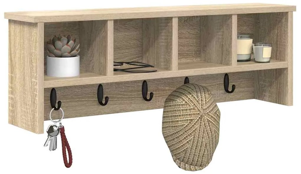 vidaXL Τοίχου Κρεμάστρα Sonoma Δρυς 75 x 16 x 26 εκ Επεξεργασμένο ξύλο