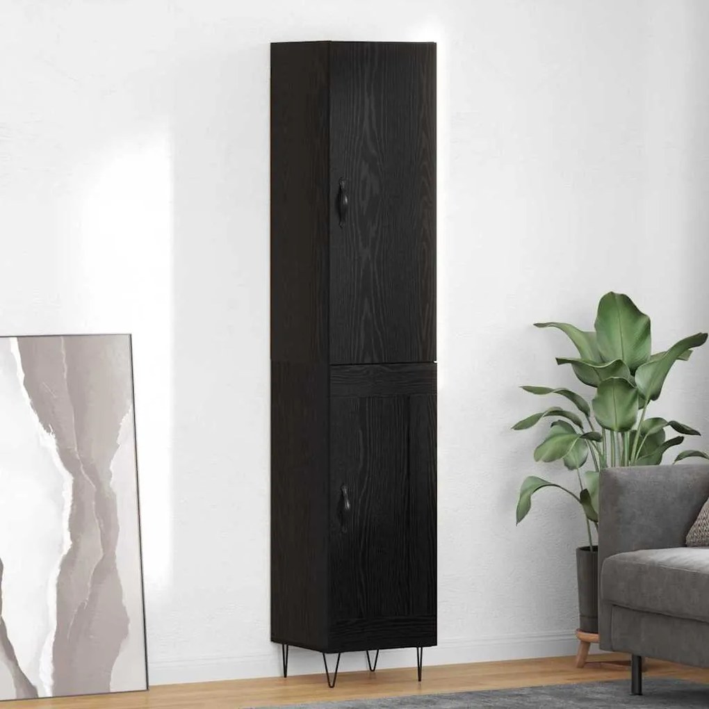 vidaXL Highboard Μαύρη Οξυά 69,5 x 34 x 180 εκ. Επεξεργασμένο ξύλο