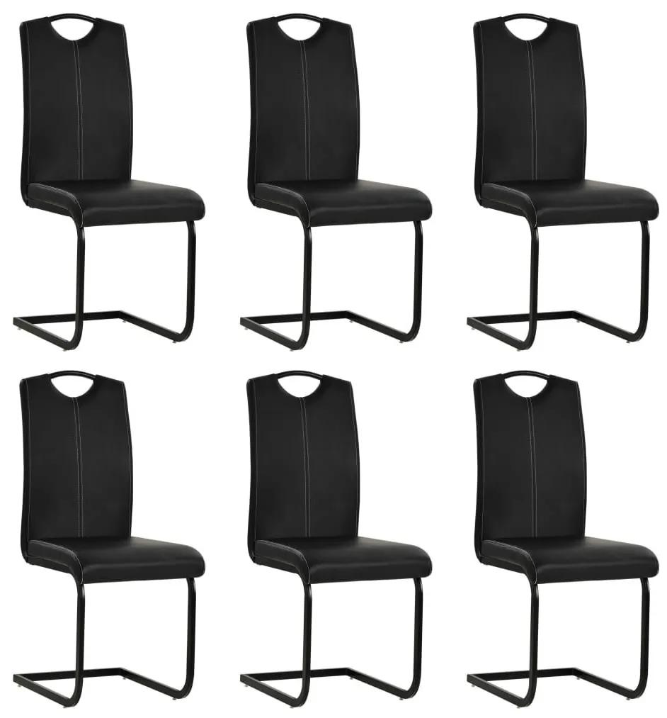 Καρέκλες Τραπεζαρίας «Πρόβολος» 6 τεμ. Μαύρες Συνθετικό Δέρμα - Μαύρο