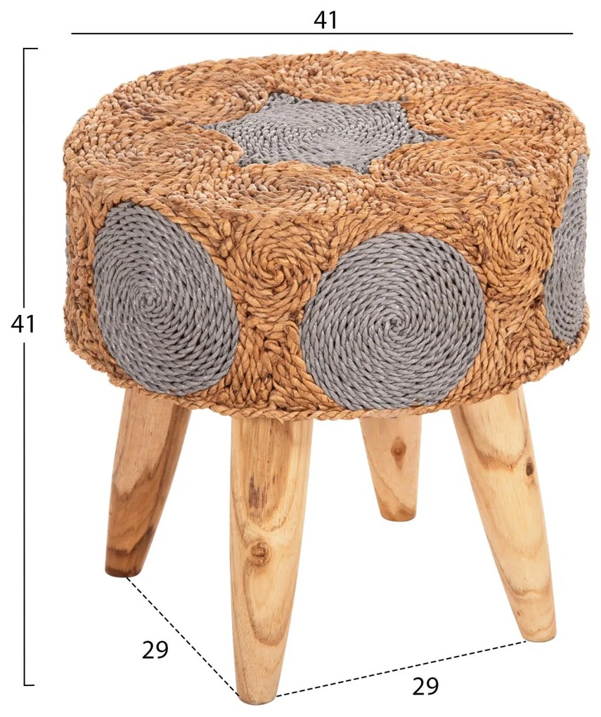 ΣΚΑΜΠΟ BEAM  ΞΥΛΟ ΤΕΑΚ ΚΑΙ SEAGRASS ΣΕ ΦΥΣΙΚΟ &amp; ΜΑΥΡΟ Φ43x45Yεκ.