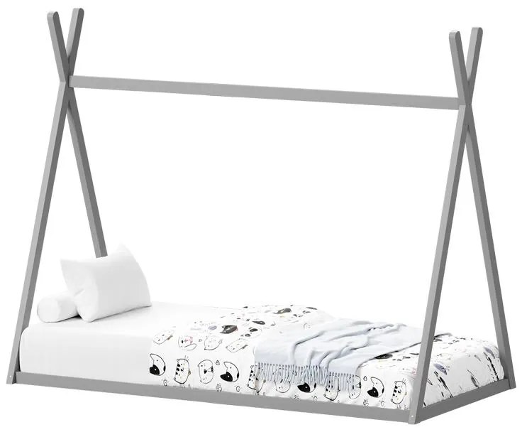 Kρεβάτι παιδικό Lilly τύπου Montessori ξύλο πεύκου γκρί 90x190 εκ. 90x190x156.5 εκ.
