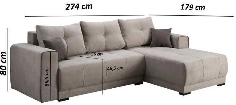Γωνιακός Καναπές Figo Δεξιά Γωνία Μπέζ - Καφέ 274x179x83 εκ. 274x179x83 εκ.