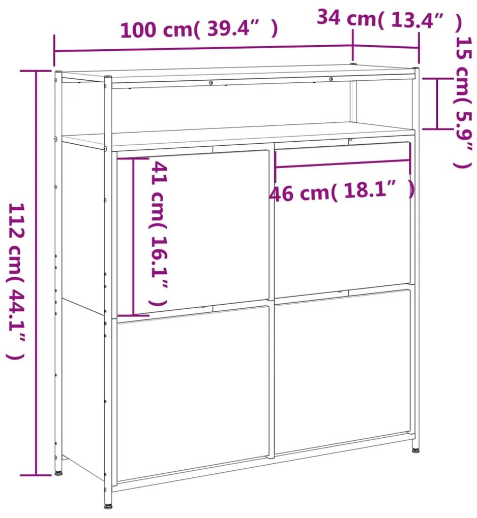 ΠΑΠΟΥΤΣΟΘΗΚΗ ΜΕ 4 ΑΝΑΚΛ. ΣΥΡΤΑΡΙΑ SONOMA ΔΡΥΣ 100X34X112 ΕΚ. 3214414