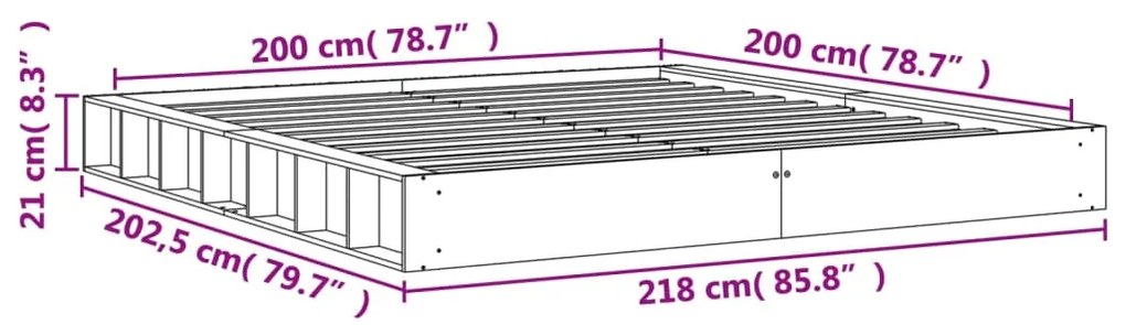 ΠΛΑΙΣΙΟ ΚΡΕΒΑΤΙΟΥ ΚΑΦΕ ΚΕΡΙΟΥ 200X200 ΕΚ. ΑΠΟ ΜΑΣΙΦ ΞΥΛΟ ΠΕΥΚΟΥ 3211838