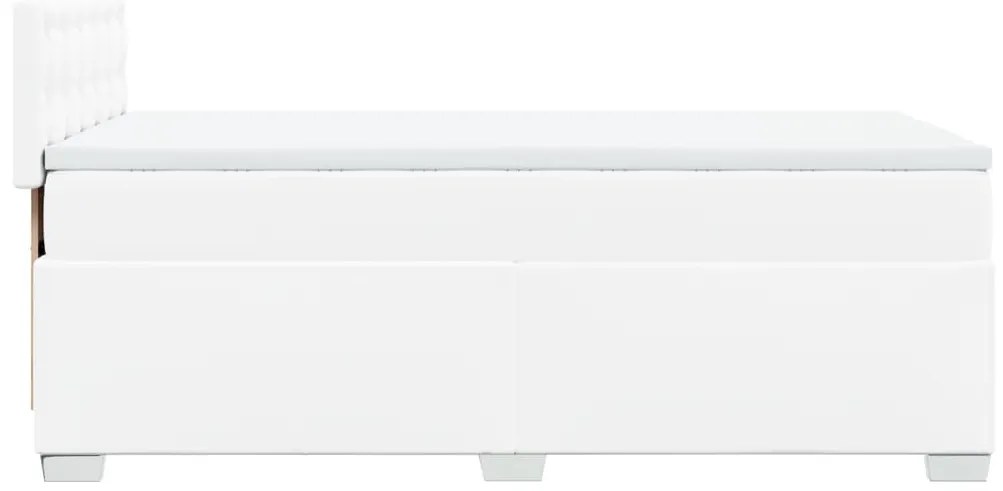 vidaXL Κρεβάτι Boxspring με Στρώμα Λευκό 90x200εκ. από Συνθετικό Δέρμα