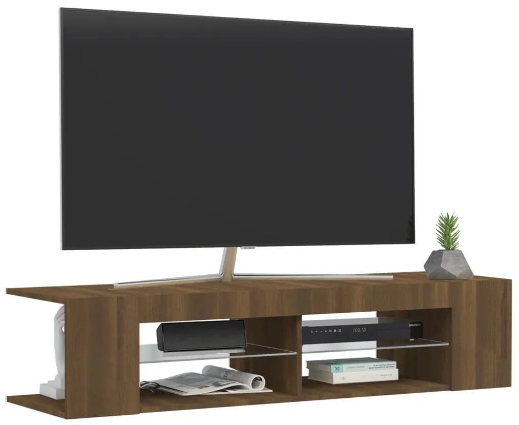 vidaXL Έπιπλο Τηλεόρασης με LED Καφέ Δρυς 135x39x30 εκ.
