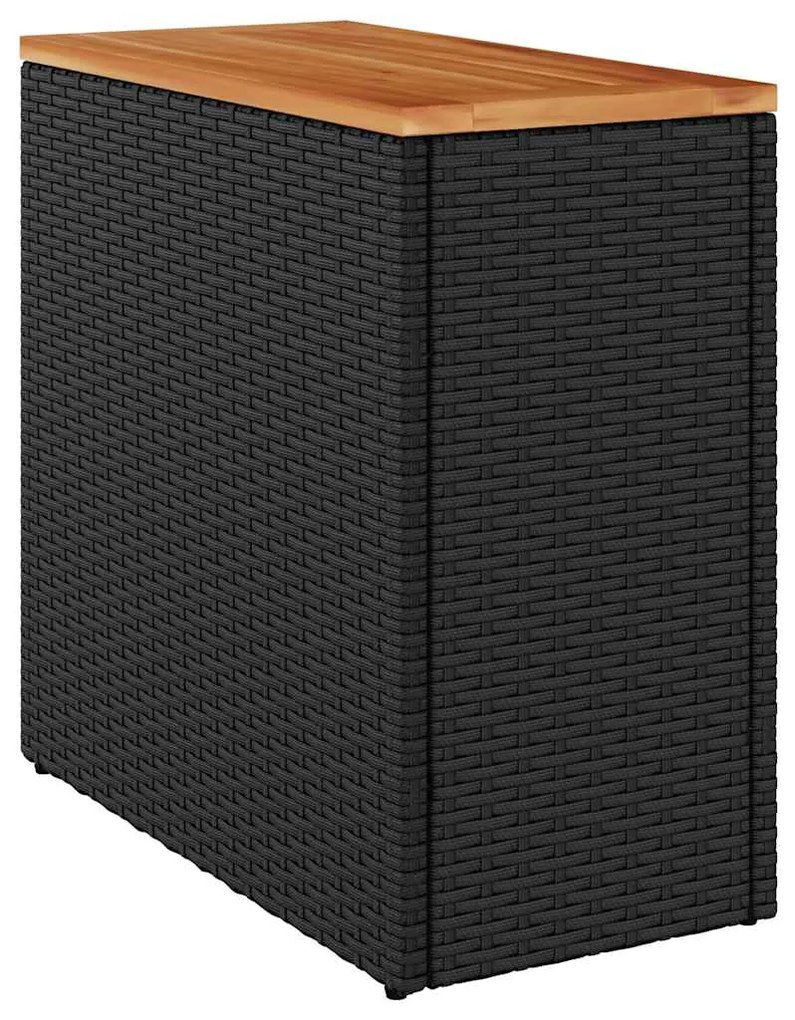 vidaXL Βοηθητικό Τραπεζάκι Κήπου με Ξύλινη Επιφάνεια Μαύρο 58x27,5x55 εκ. από Συνθετικό Ρατάν