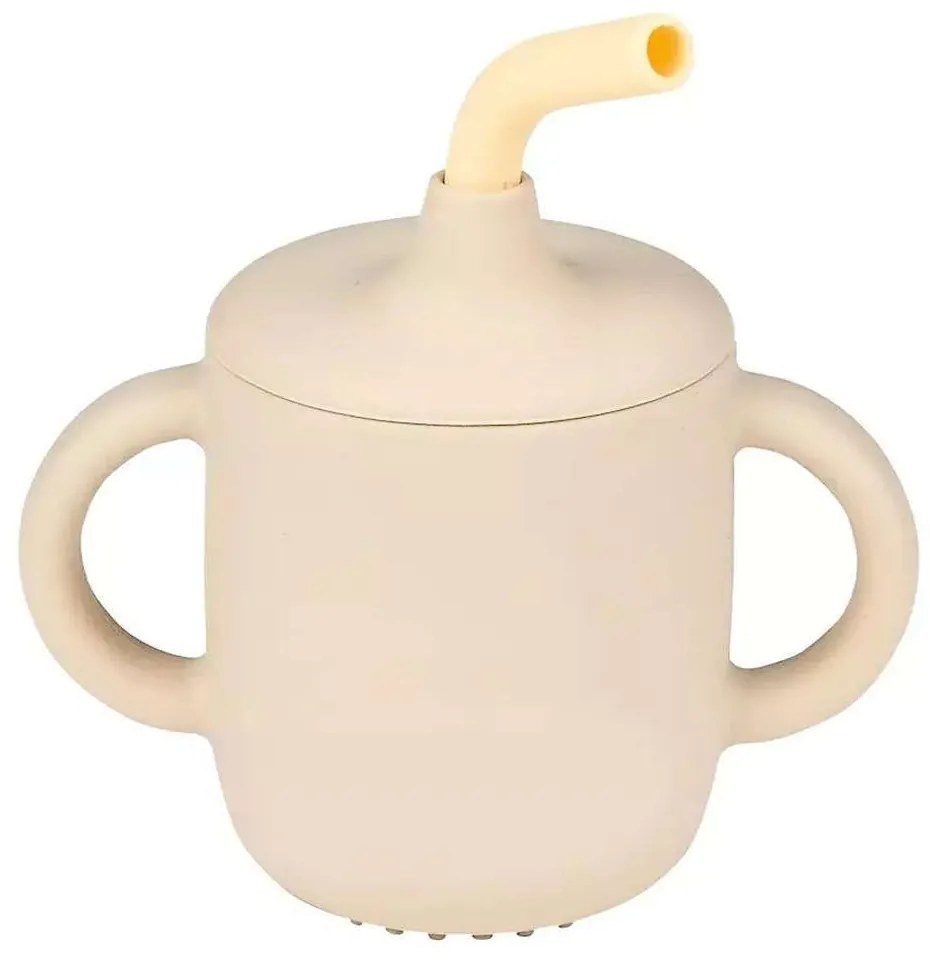 Ποτηράκι Με Καλαμάκι N875301 13x6x13,5cm Σιλικόνης Cream Nattou Silicone