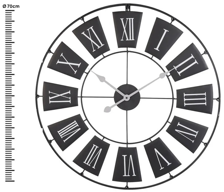 Ρολόι τοίχου Μεταλλικό, Aναλογικό με ρωμαϊκούς αριθμούς 70x2cm - Μαύρο