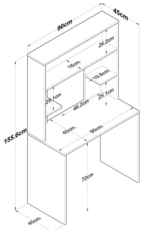 ΓΡΑΦΕΙΟ ΜΕ ΡΑΦΙΕΡΑ GOLDIE PAKOWORLD ΑΝΘΡΑΚΙ-ΦΥΣΙΚΟ 90X45X155.60ΕΚ