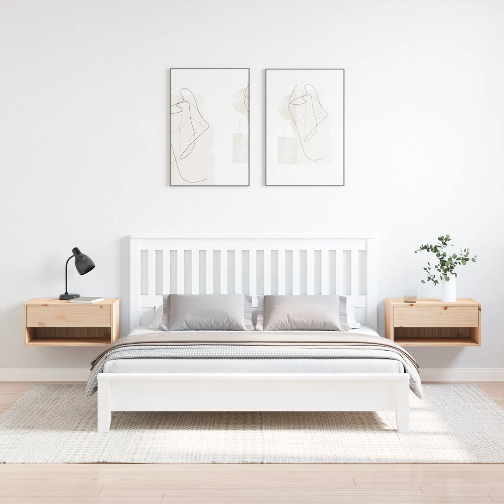 vidaXL Κομοδίνο 2 pcs Καφέ 50 x 32.5 x 24 εκ Μασίφ ξύλο πεύκου