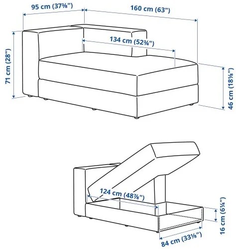 JÄTTEBO μονάδα σεζλόνγκ με μπράτσο, δεξιά 094.945.87