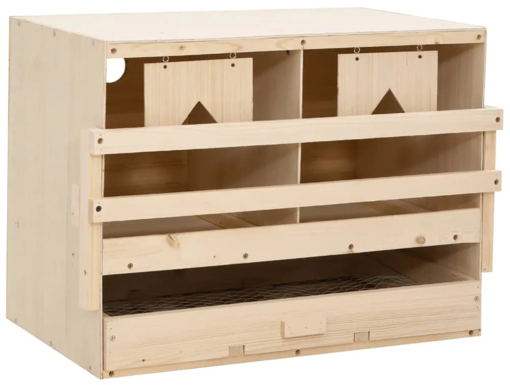 vidaXL Φωλιά για Κότες με 2 Θέσεις 63x40x45 εκ. από Μασίφ Ξύλο Πεύκου