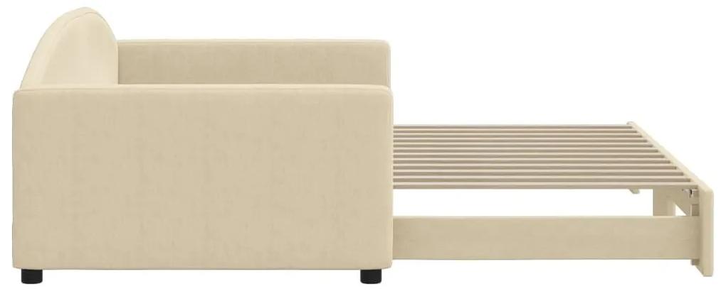 Καναπές Κρεβάτι Συρόμενος Κρεμ 100 x 200 εκ. Υφασμάτινος - Κρεμ