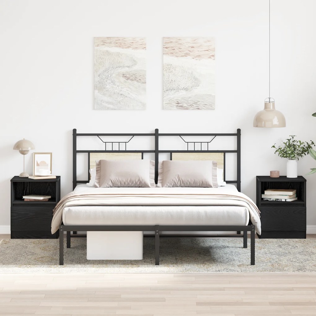 vidaXL Κομοδίνα 2 τμχ Μαύρο Δρυς 40x40x50 εκ Επεξεργασμένο ξύλο