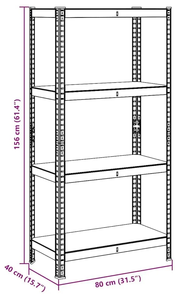 Ραφιέρα Αποθήκευσης 4 Επιπέδων Ανθρακί από Ατσάλι &amp; Επεξ. Ξύλο - Ανθρακί
