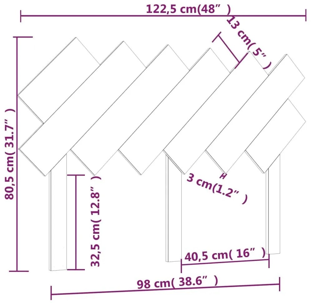 Κεφαλάρι Κρεβατιού Μελί 122,5x3x80,5 εκ. από Μασίφ Ξύλο Πεύκου - Καφέ