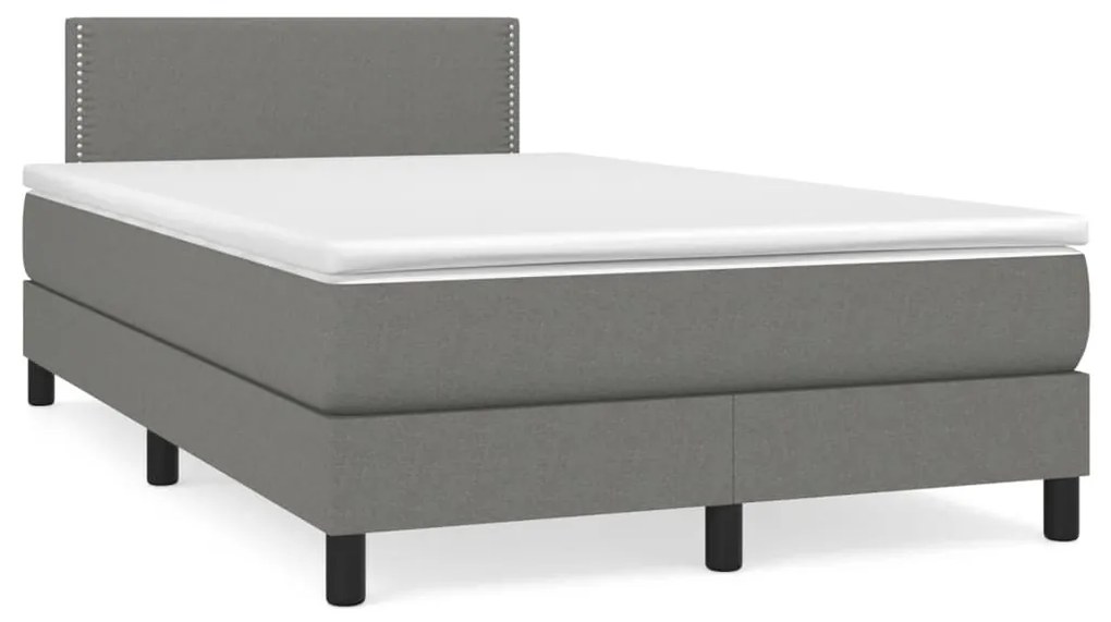 vidaXL Κρεβάτι Boxspring με Στρώμα &amp; LED Σκ.Γκρι 120x190εκ. Υφασμάτινο