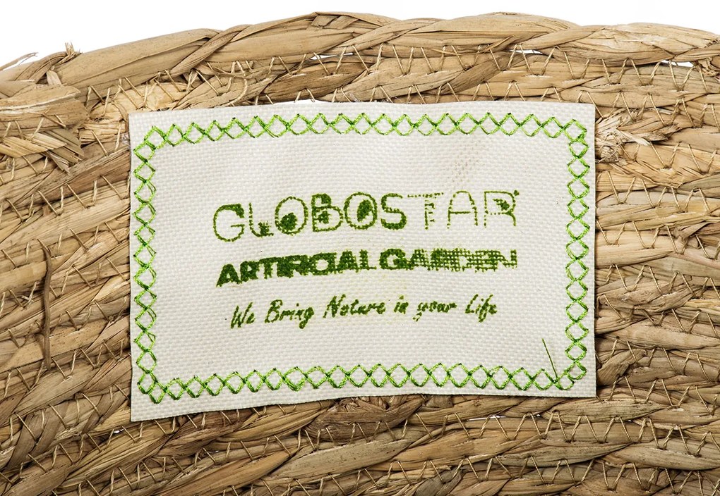 GloboStar® Artificial Garden SANTORINI 20286 Διακοσμητικό Πλεκτό Καλάθι - Κασπώ Γλάστρα - Flower Pot Μπεζ με Μακραμέ Φ31cm x Υ29cm