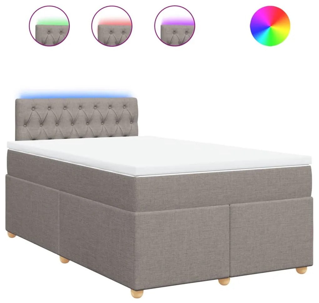 Κρεβάτι Boxspring με Στρώμα Taupe 120x200 εκ. Υφασμάτινο - Μπεζ-Γκρι