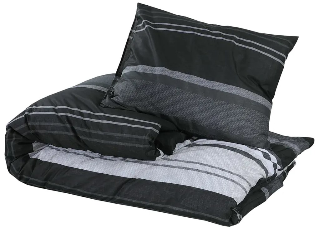vidaXL Σετ Παπλωματοθήκης Μαύρο και Λευκό 225x220 εκ. Βαμβακερό