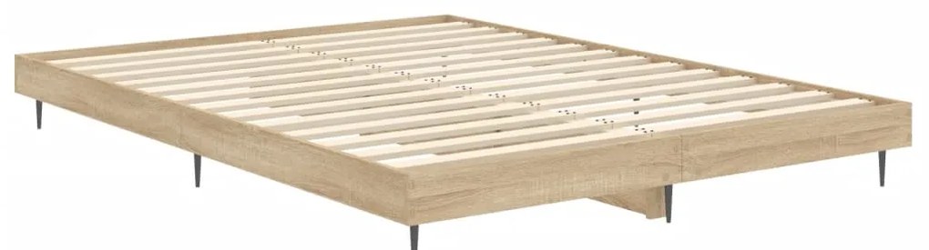 vidaXL Πλαίσιο Κρεβατιού Sonoma Δρυς 135x190 εκ. Επεξεργασμένο Ξύλο