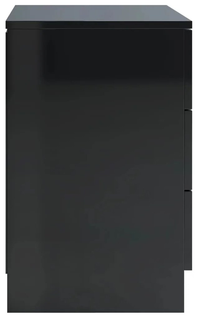 vidaXL Κομοδίνα 2 τεμ. Γυαλιστερό Μαύρο 38x35x56 εκ. από Μοριοσανίδα