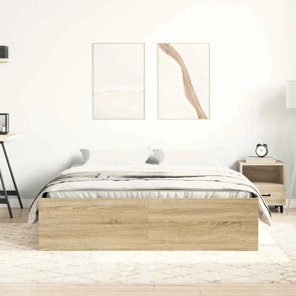 vidaXL Πλαίσιο Κρεβατιού Sonoma Δρυς 140x200 εκ.
