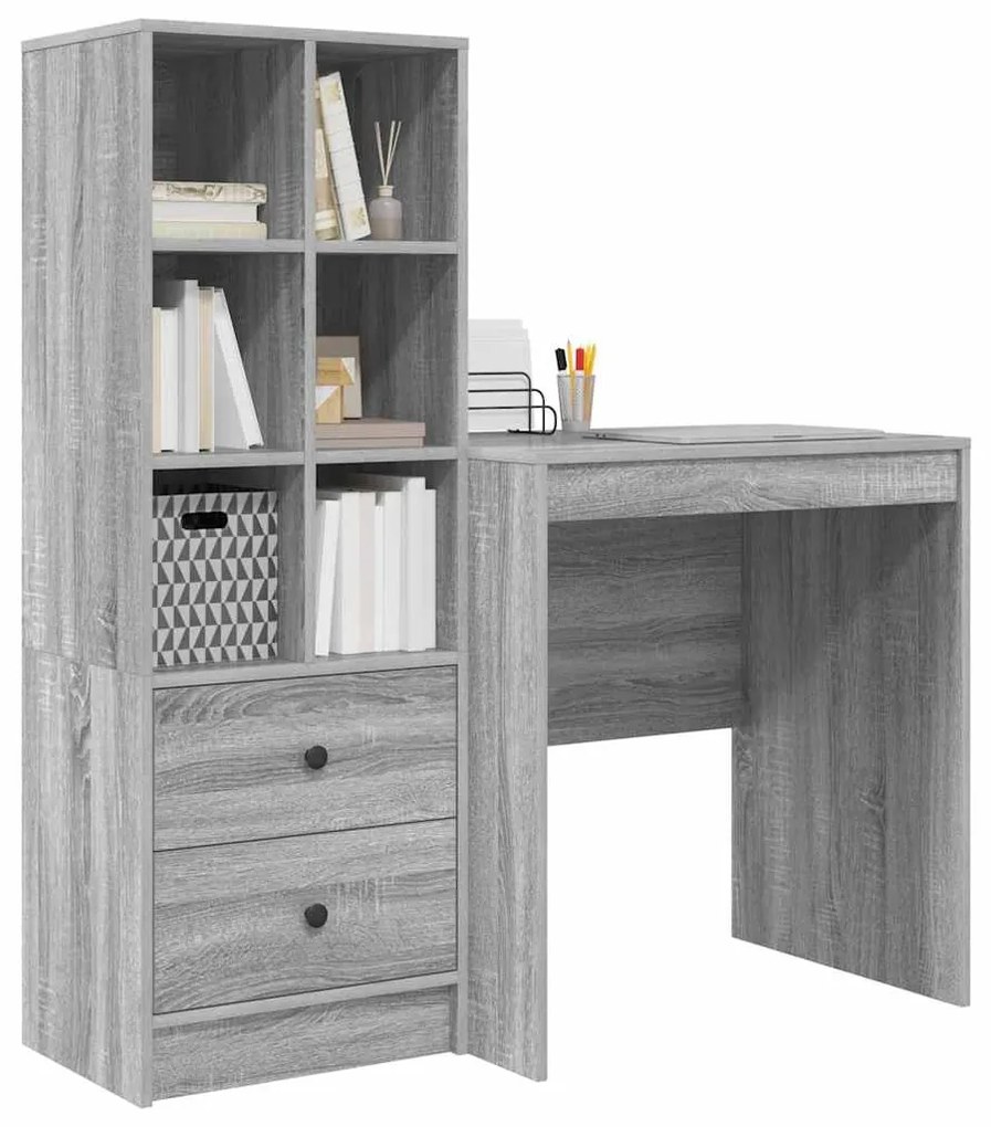 vidaXL Γραφείο με αποθηκευτικό χώρο 2 pcs Γκρι sonoma 70 x 50 x 76 εκ.