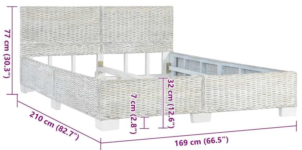 vidaXL Πλαίσιο Κρεβατιού Γκρι 160 x 200 εκ. από Φυσικό Ρατάν