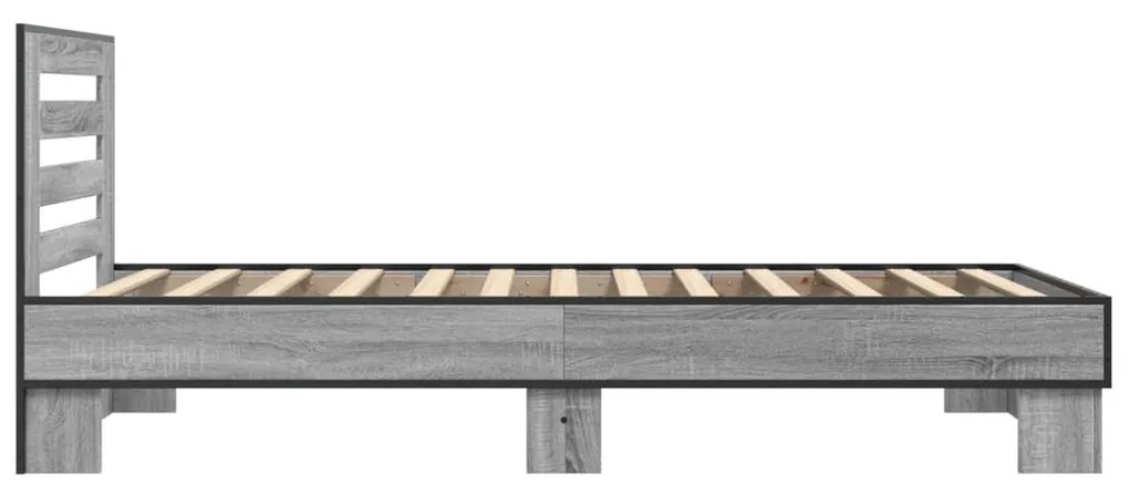 vidaXL Πλαίσιο Κρεβατιού Γκρι Sonoma 75x190 εκ. Επεξ. Ξύλο &amp; Μέταλλο