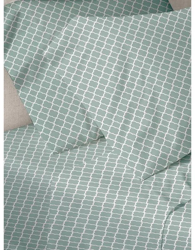 Σετ Σεντόνια Menta Εμπριμέ 530 Aqua Διπλό (200x250)