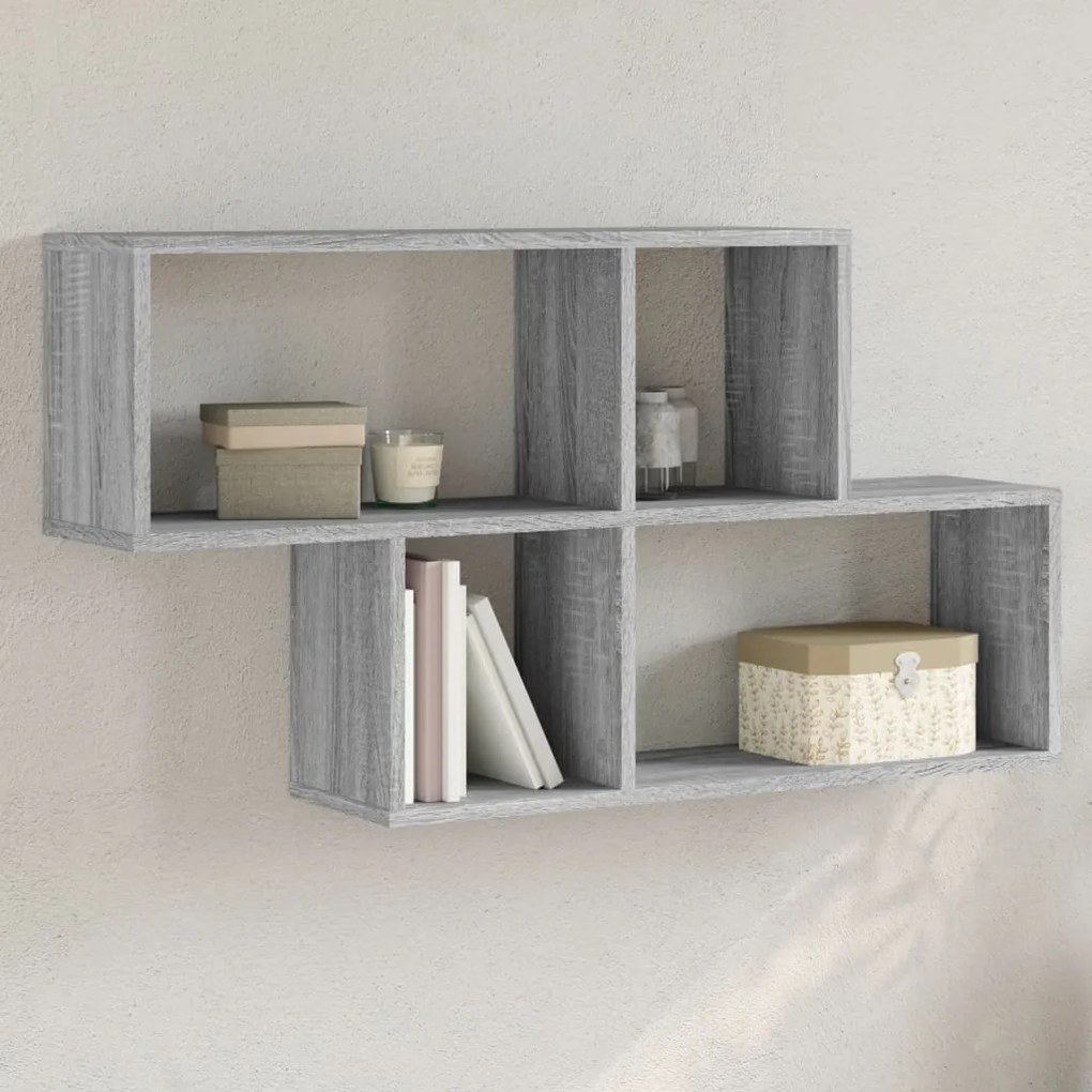 vidaXL Ραφιέρα Τοίχου Γκρι Sonoma 100x20x53 εκ. Επεξεργασμένο Ξύλο