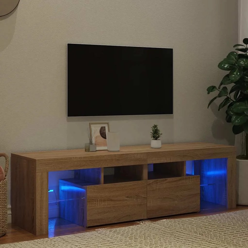 vidaXL Έπιπλο Τηλεόρασης με LED Sonoma Δρυς 140 x 36,5 x 40 εκ.