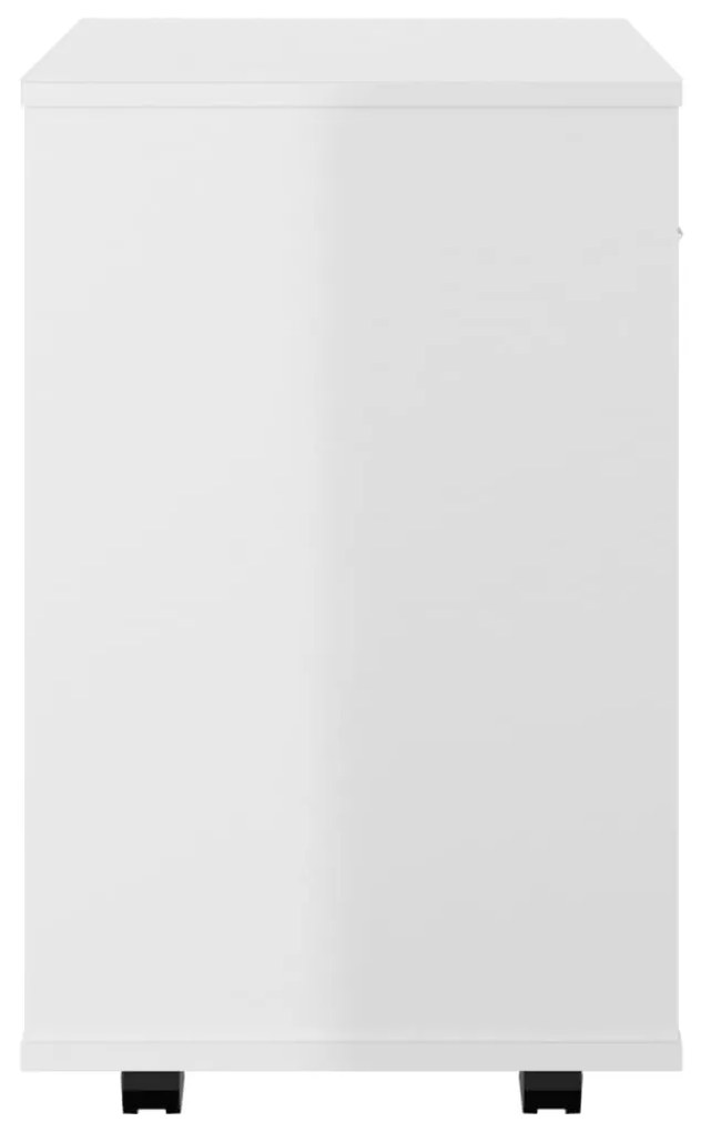 vidaXL Ντουλάπι Τροχήλατο Λευκό Γυαλ. 46 x 36 x 59 εκ. από Μοριοσανίδα