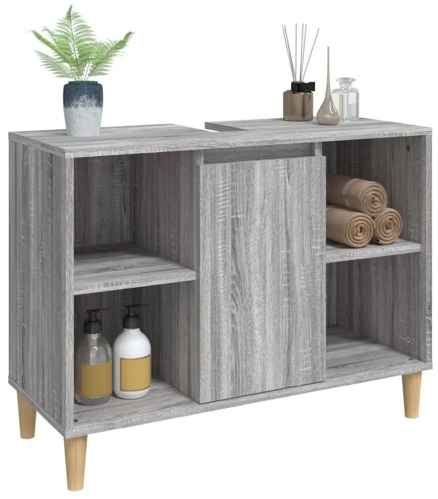 vidaXL Ντουλάπι Νιπτήρα Γκρι Sonoma 80 x 33 x 60εκ. Επεξεργασμένο Ξύλο