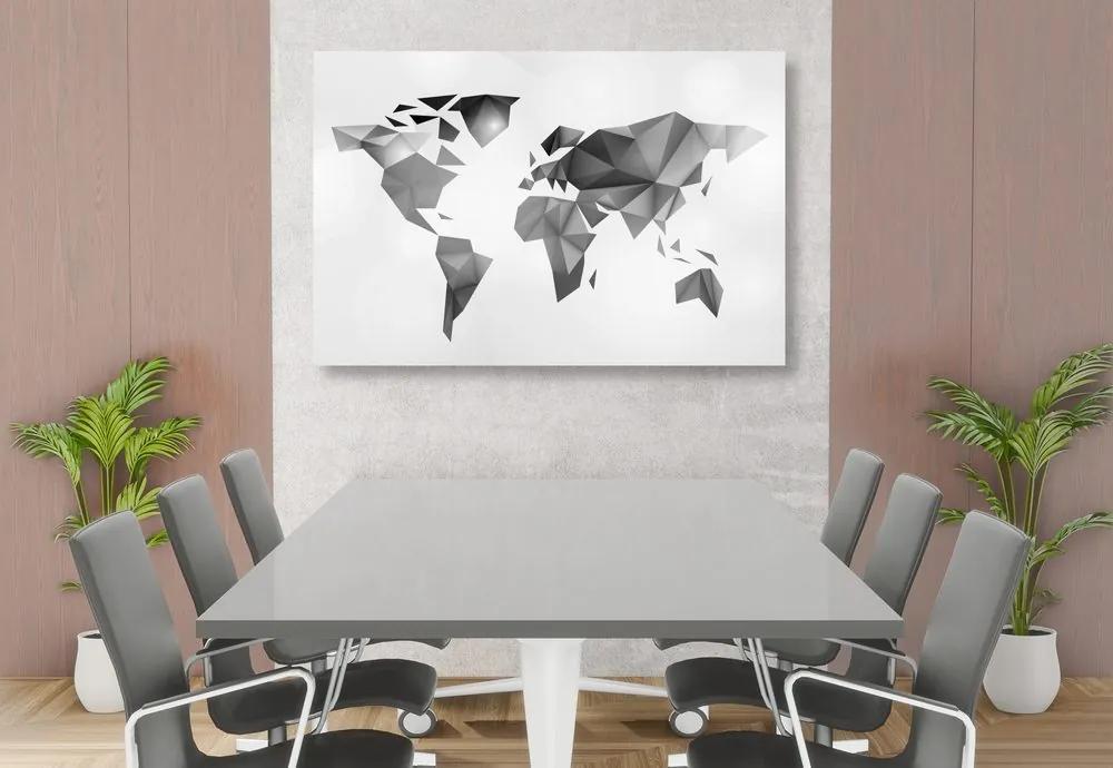 Εικόνα στον παγκόσμιο χάρτη φελλού σε στυλ origami σε ασπρόμαυρο σχέδιο - 120x80
