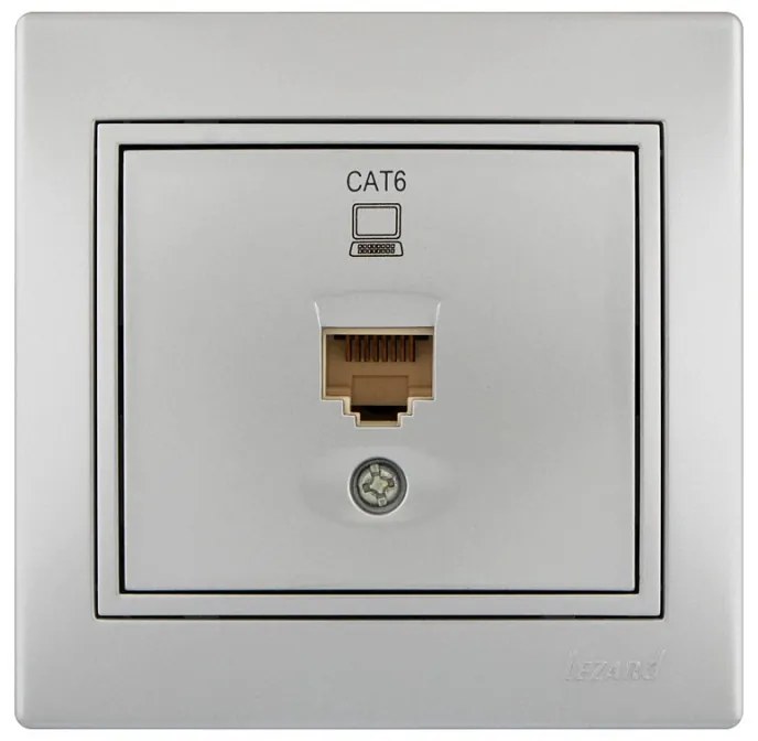 Lezard Πρίζα RJ45 1X8P με 1 Έξοδο Cat 6 Ασημί Mira (Πλήρης) 701.1010140