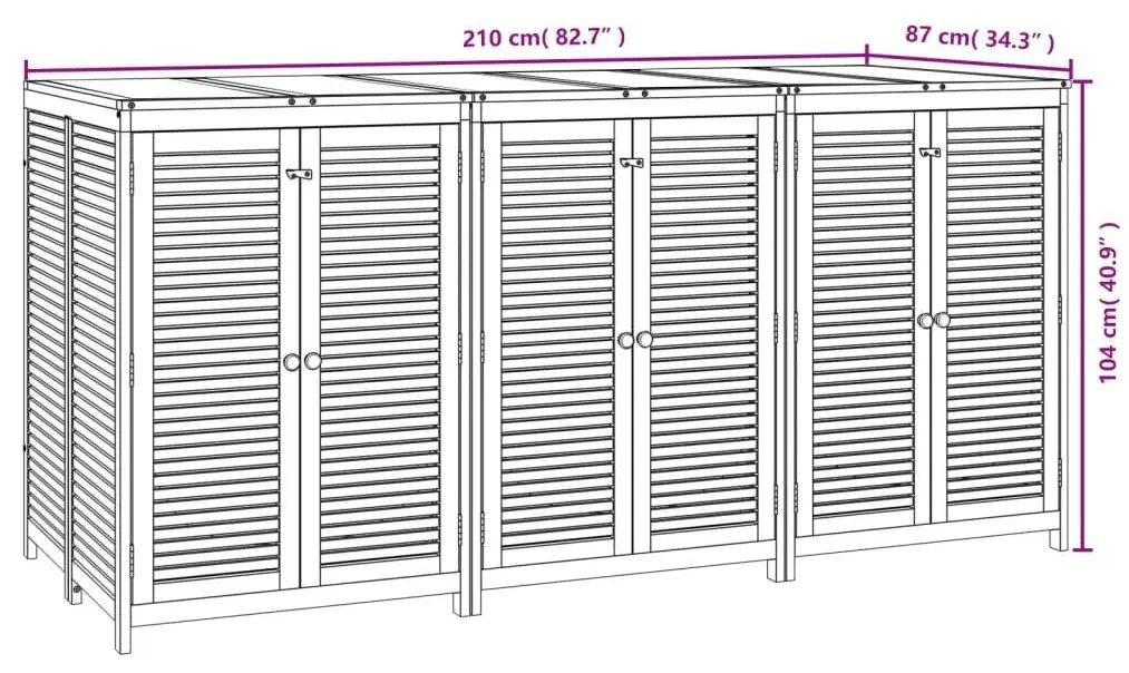 Μπαούλο Αποθήκευσης Κήπου 210x87x104 εκ. από Μασίφ Ξύλο Ακακίας - Καφέ