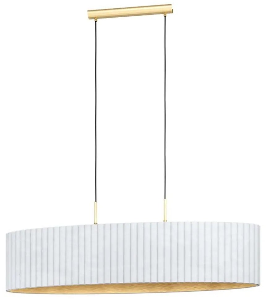 Φωτιστικό Οροφής - Ράγα 39764 Tamaresco E27/2 Brushed Brass-White Eglo Metal, Fabric