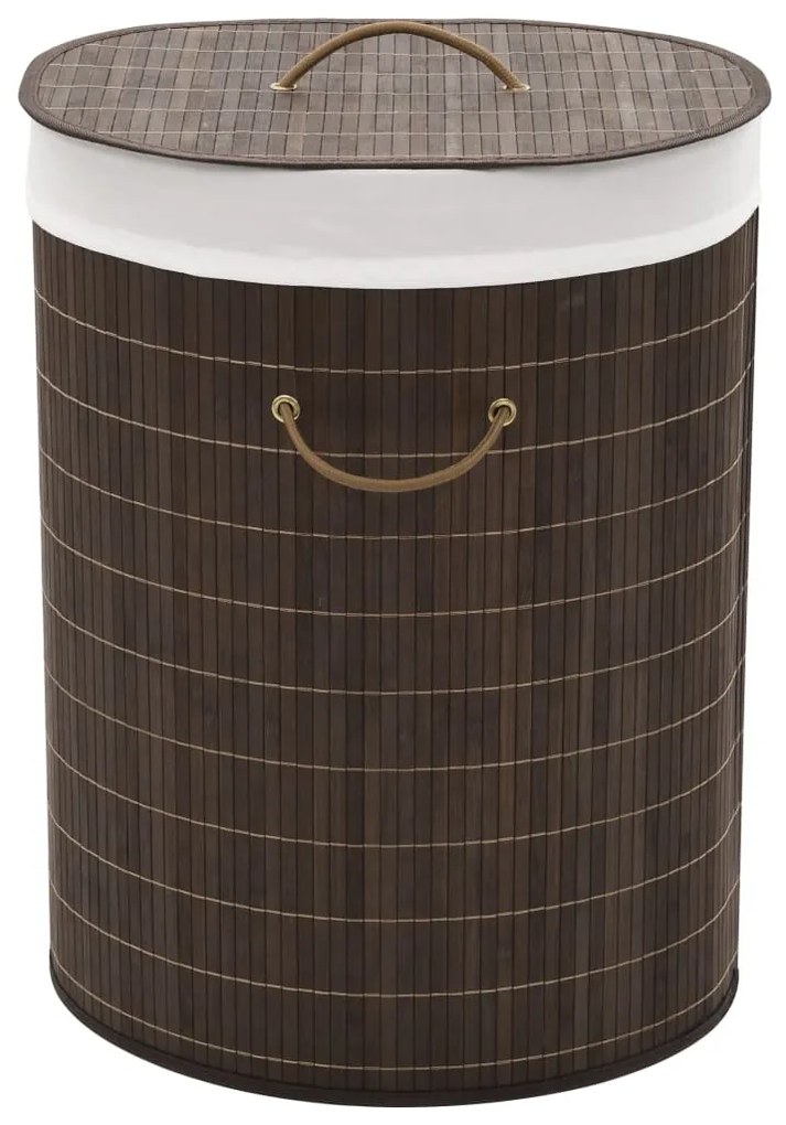 vidaXL Καλάθι Απλύτων Οβάλ Σκούρο Καφέ από Μπαμπού
