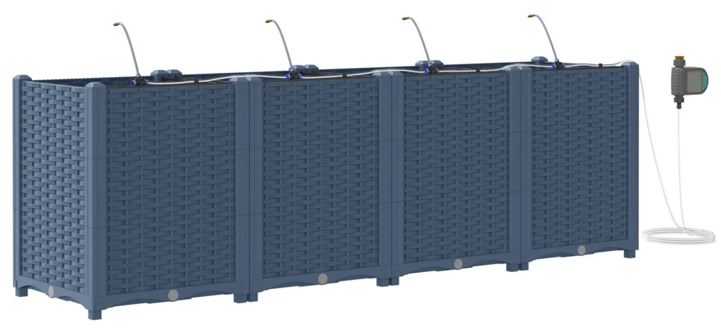 vidaXL Ζαρντινιέρες κήπου Γκρι 160 x 40 x 52 cm Ατσάλι