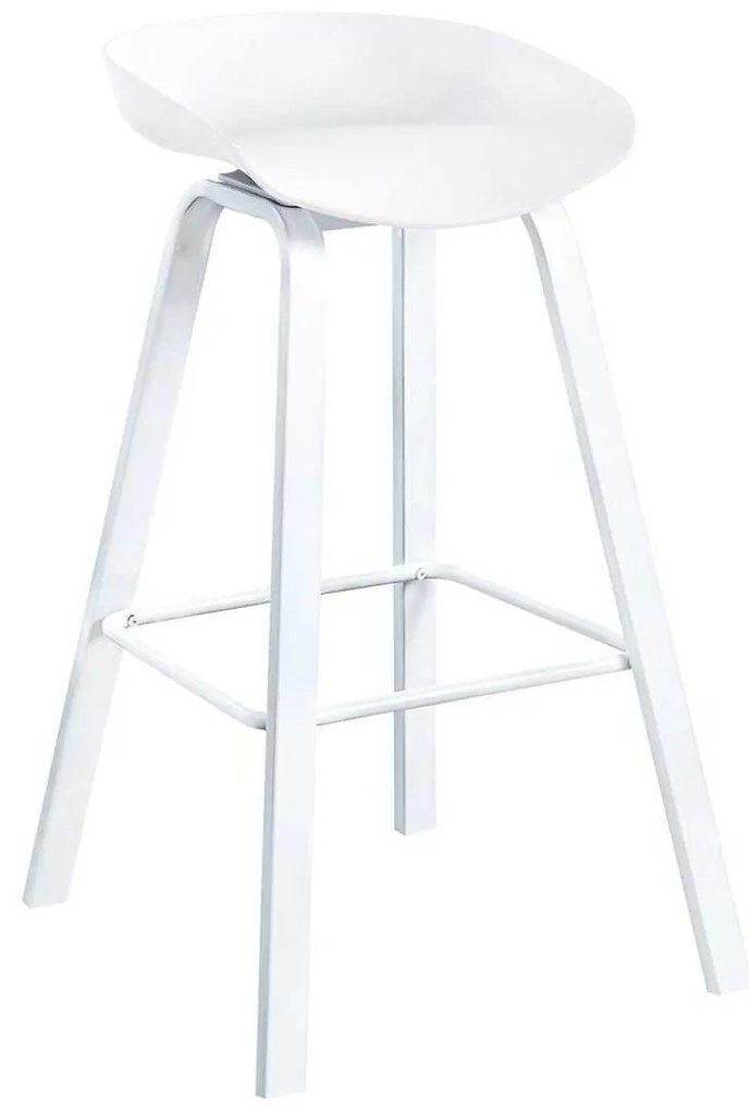 PENT Σκαμπό Bar, Μέταλλο Βαφή Άσπρο, PP Άσπρο 42x52x74cm