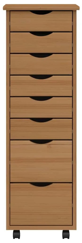 vidaXL Ντουλάπι Κυλιόμενο με Συρτάρια MOSS Μελί Καφέ Μασίφ Ξύλο Πεύκου