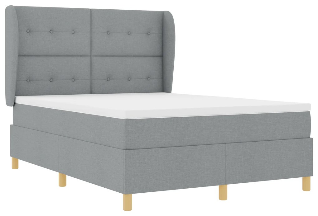 vidaXL Κρεβάτι Box Spring με Στρώμα Γκρι Ανοιχτό 140x200 εκ. Υφασμάτινο