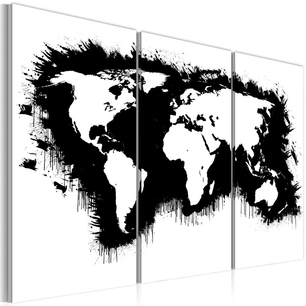 Πίνακας - Monochromatic map of the World - triptych 120x80